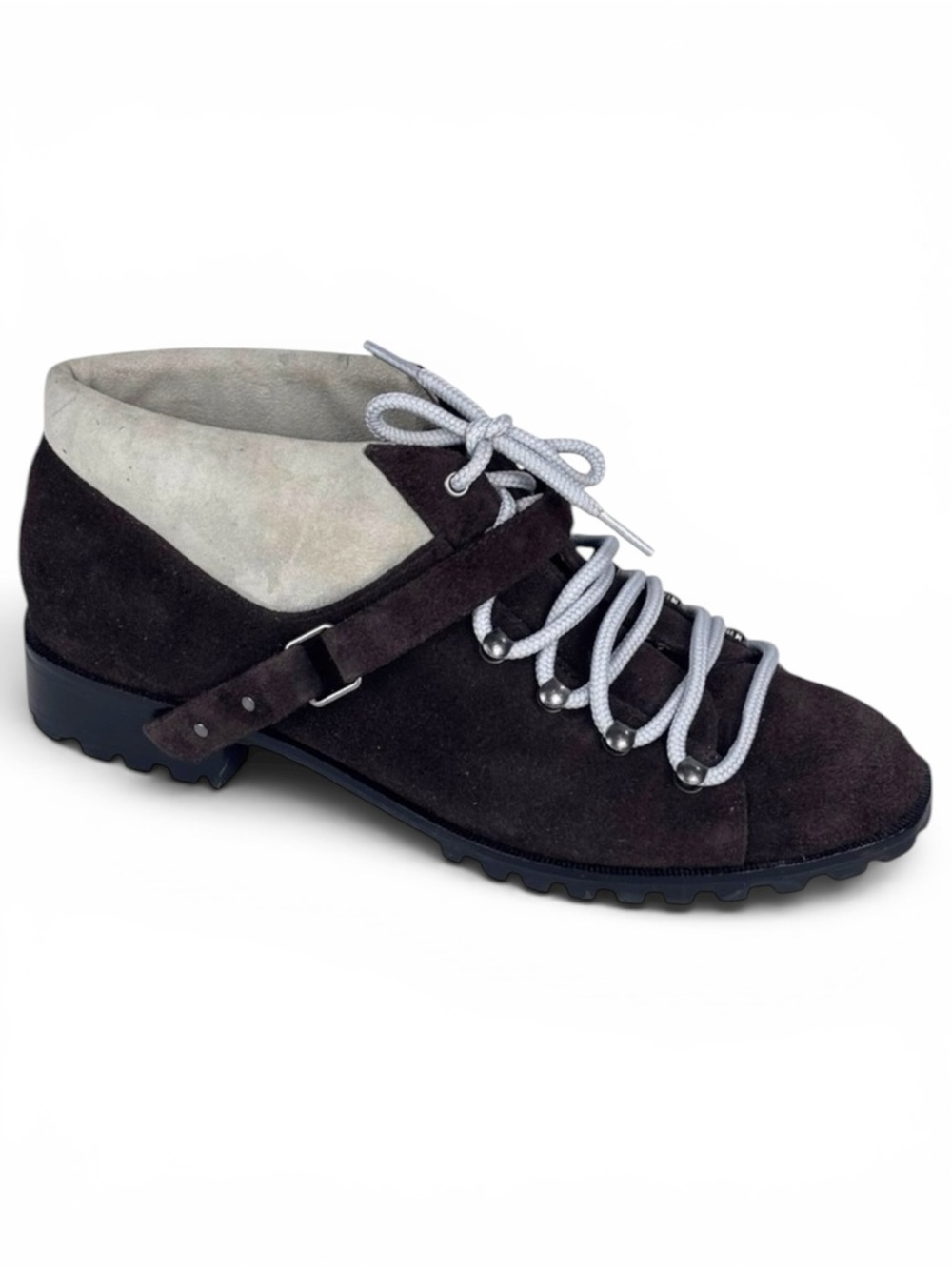 ANTHROPOLOGIE BETTYE MULLER BROWN SUEDE LEATHER LACE UP WINTER ANKLE BOOTS